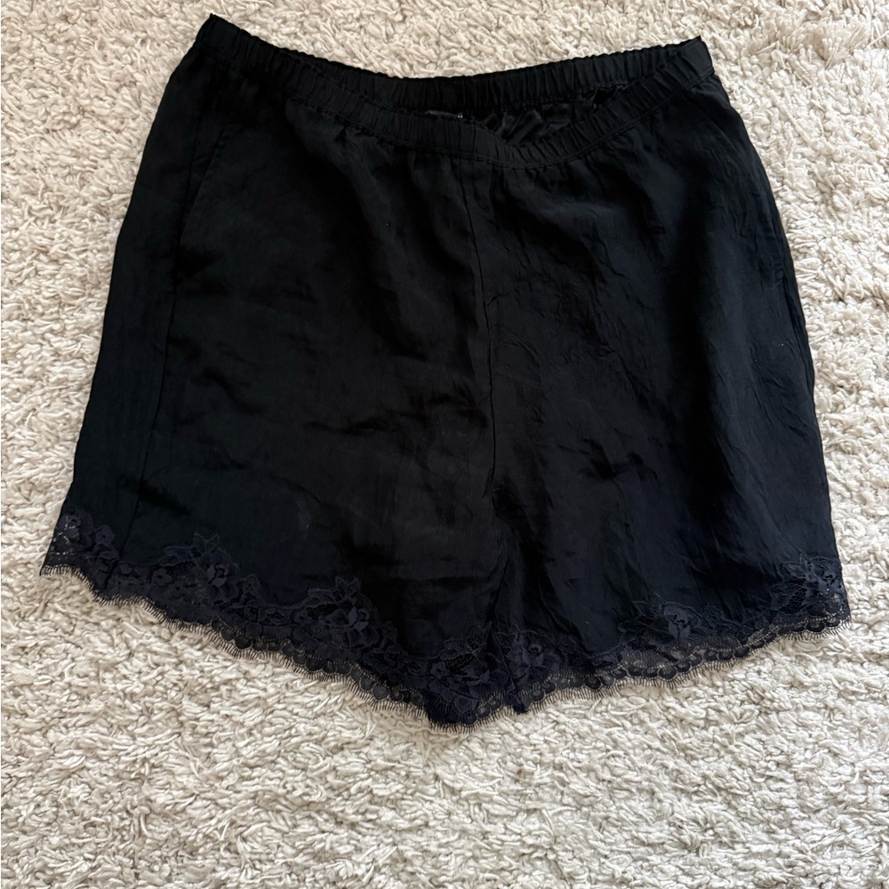 J Crew Black Lace-Hem Women's Shorts